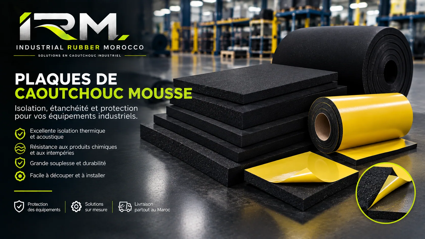 Plaques de caoutchouc mousse
